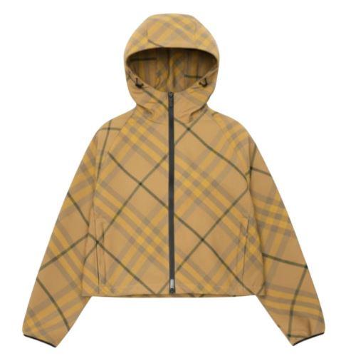 BURBERRY Check Crop Windbreaker Jacket for Women