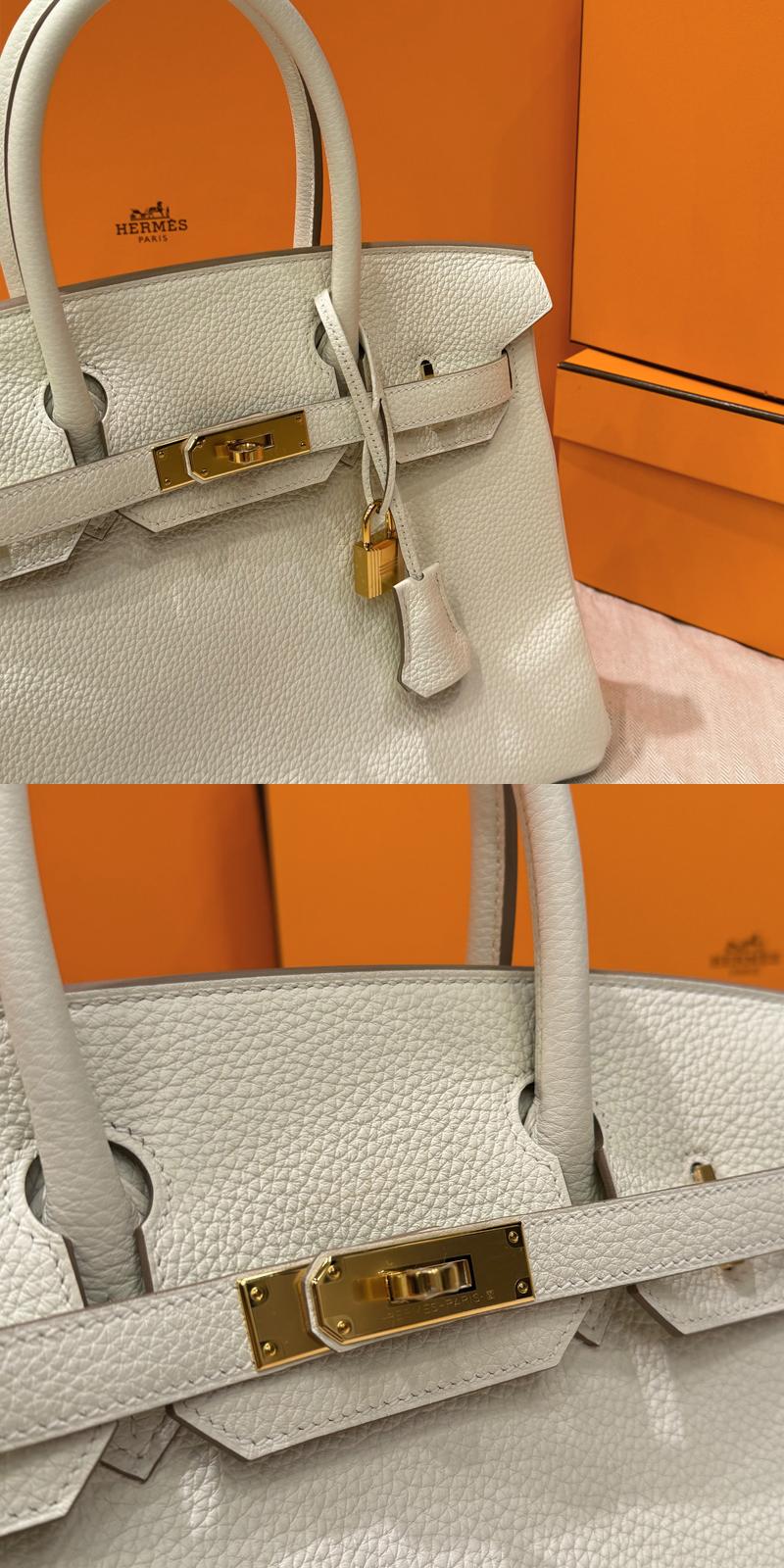 HERMES Togo Leather Birkin Bag Mushroom Color 30 Tote Unisex
