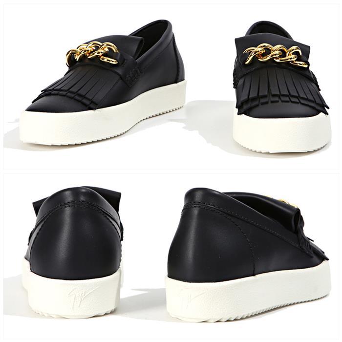 Giuseppe Zanotti Gold Chain Slip-On Low Top Sneakers RM6045 NERO