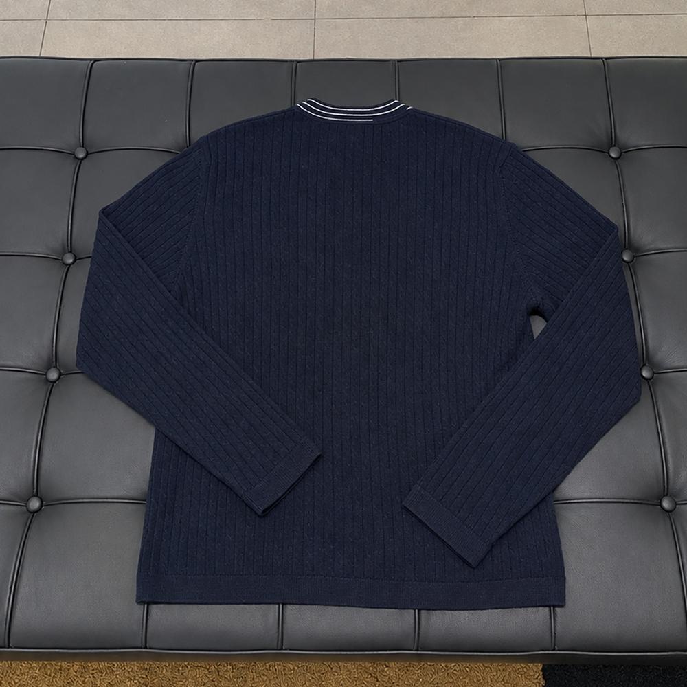 HERMES Marine Navy V-Neck Etrivière Alpaca Cardigan Unisex