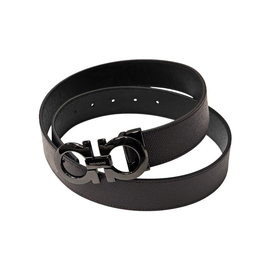 Ferragamo Men’s Leather Gancini Belt 675542 689112