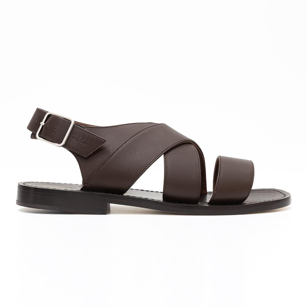 Loro Piana Brown Leather Ankle Strap Sandals Men FAN1330