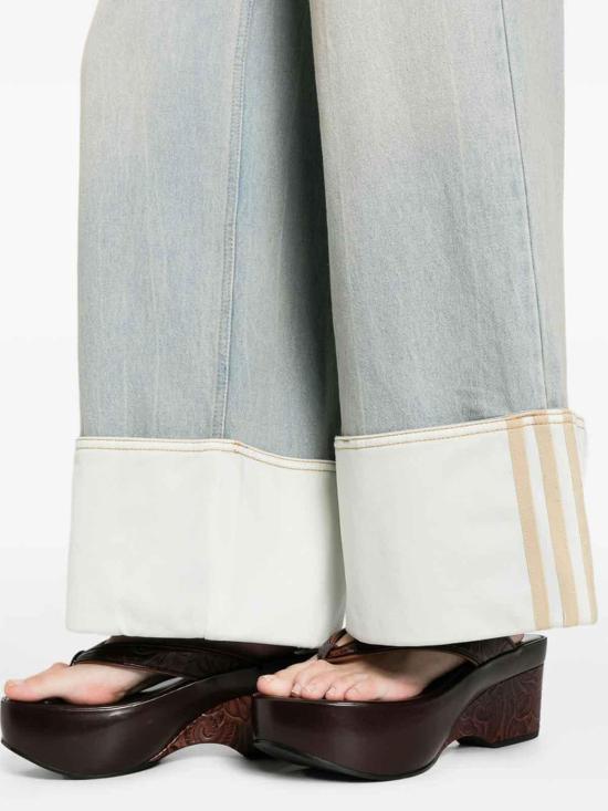 Adidas Women’s Denim Jeans Pants KW4517 Light Blue Off White DOM