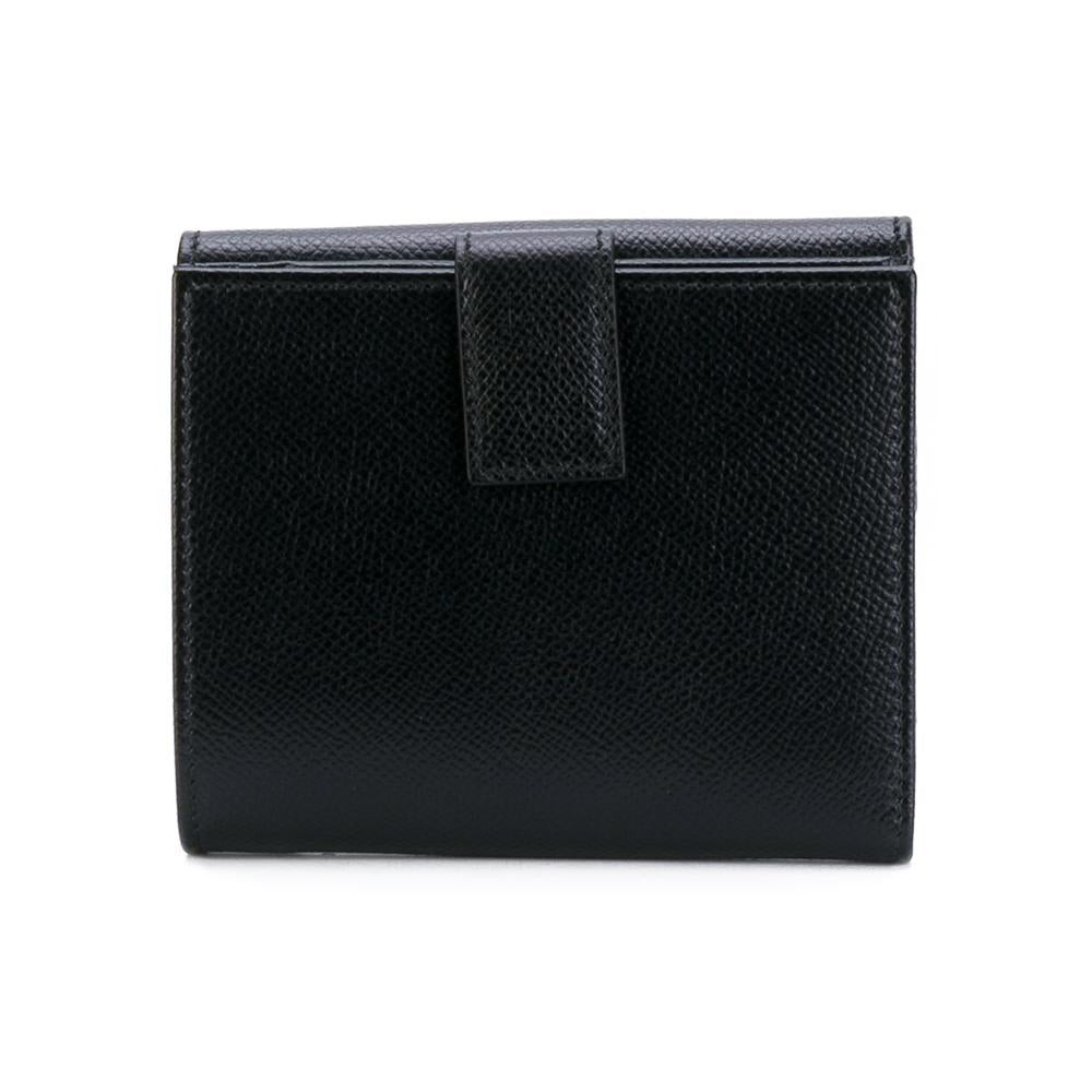 Ferragamo Gancini Clasp Leather Coin Bifold Wallet Black 22 C877 0673998