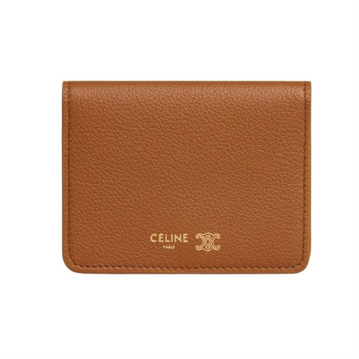 CELINE Bifold Card Holder Supple Grained Calfskin Wallet GHD1