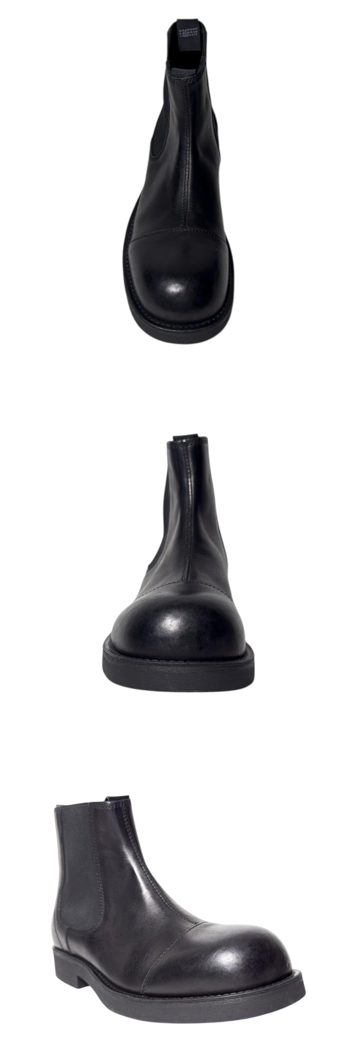 MM6 Black Leather Biker Chelsea Boots