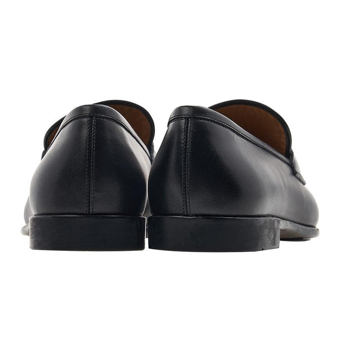 Ferragamo Double Gancini Leather Loafers Black Men 0762636