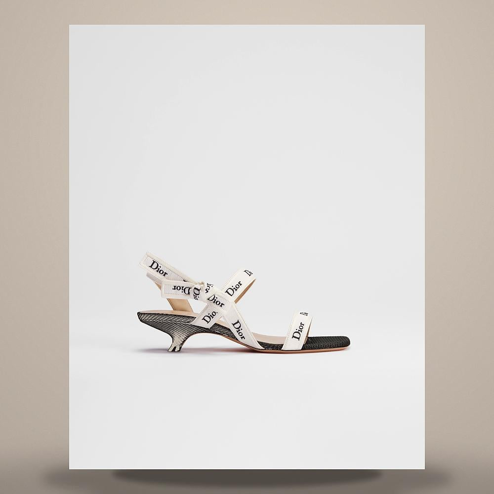 DIOR J’Adior Black Embroidered Cotton Strap Sandals KDO537NVA S900