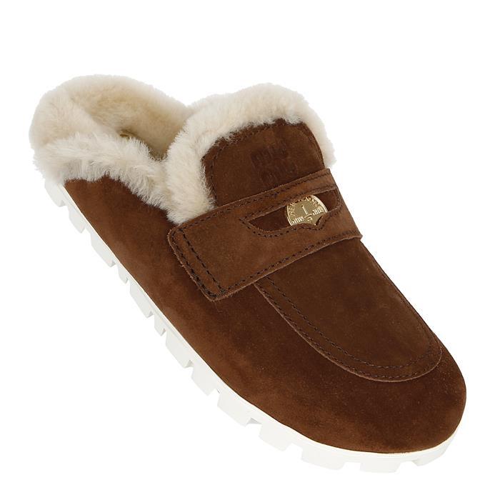 Miu Miu Suede Penny Loafer Mule Slippers 5D058E Z0G F0324