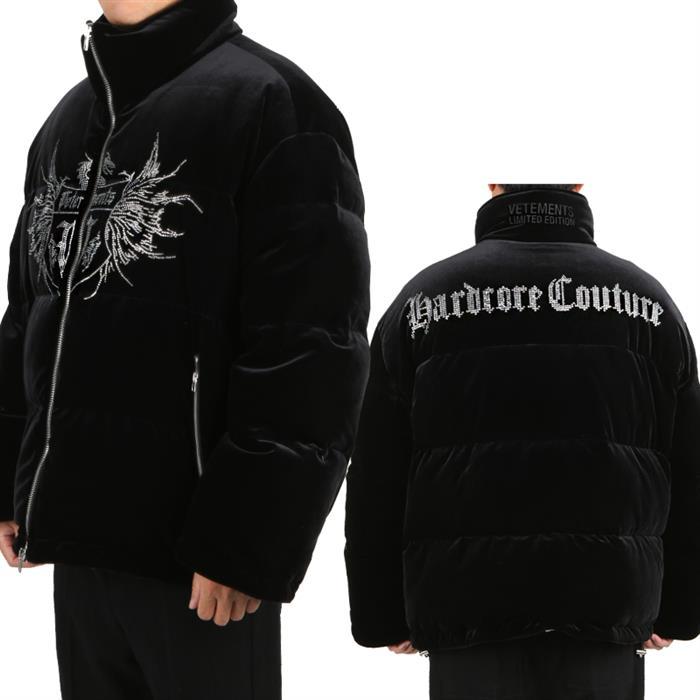 Vetements Crystal Logo Puffer Jacket UA52JA820B BLACK