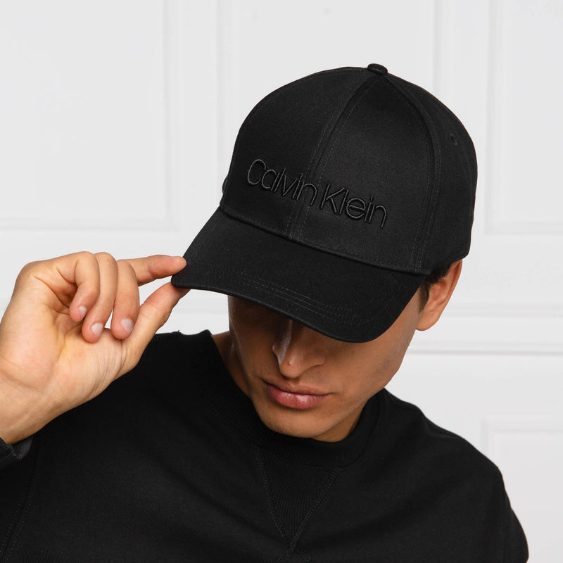 Calvin Klein Black CK Logo Script Embroidered Baseball Cap Unisex