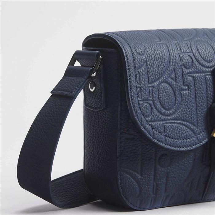 DIOR Saddle Flap Messenger Bag Small Crossbody Leather Black