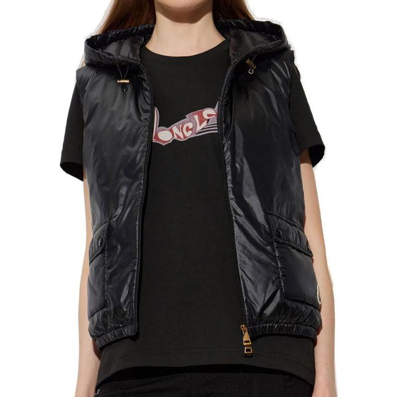 Moncler Black Languid Hooded Down Vest 1A00094 597YG 999