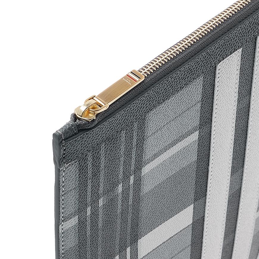 THOM BROWNE Pebble Grain Madras Leather Clutch MAC155A L0041 980 1