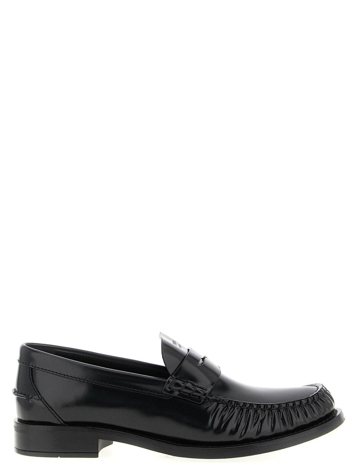 PRADA Black Leather Chunky Platform Loafers