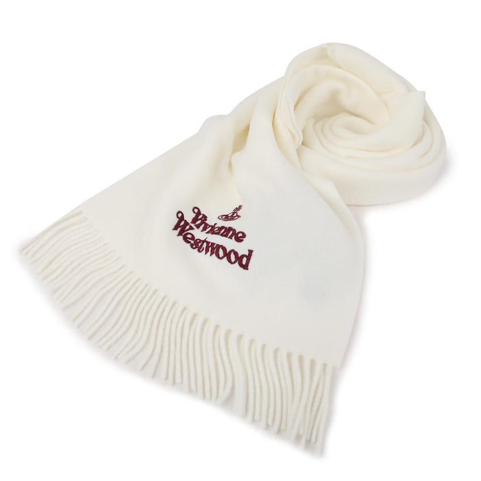 Vivienne Westwood Embroidered Logo Wool Scarf Navy