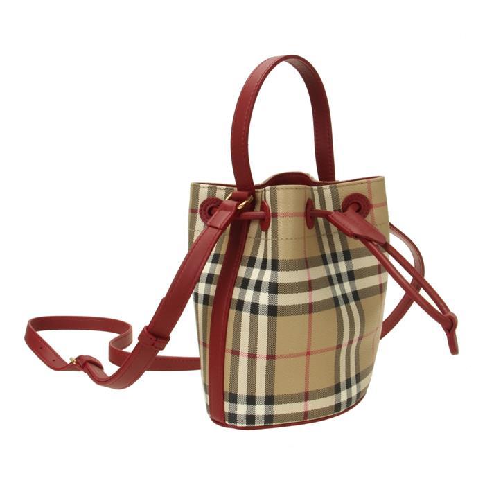 BURBERRY Mini Check Bucket Bag Tote