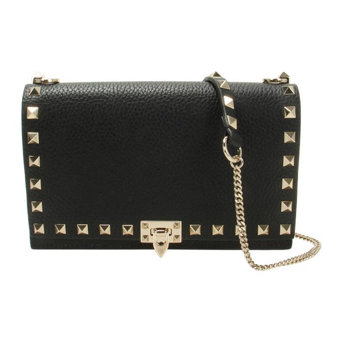 VALENTINO Rockstud Mini Leather Shoulder Bag Black 6W2P0Y59 VSH