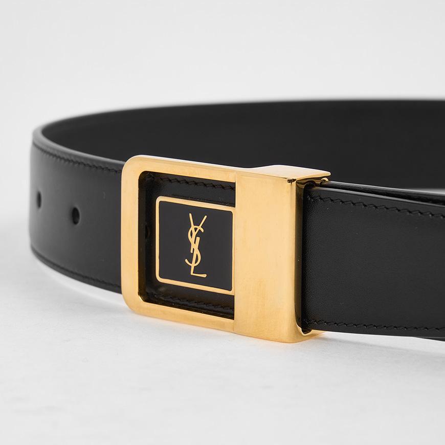 Saint Laurent LA 66 Buckle Leather Belt Black Women’s