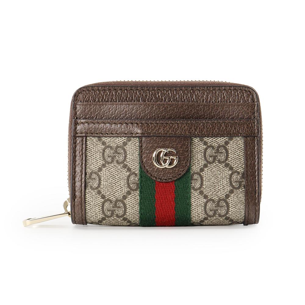 GUCCI Ophidia Beige Brown Zip Coin Wallet