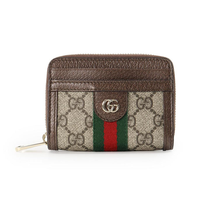 GUCCI Ophidia Beige Brown Zip Coin Wallet