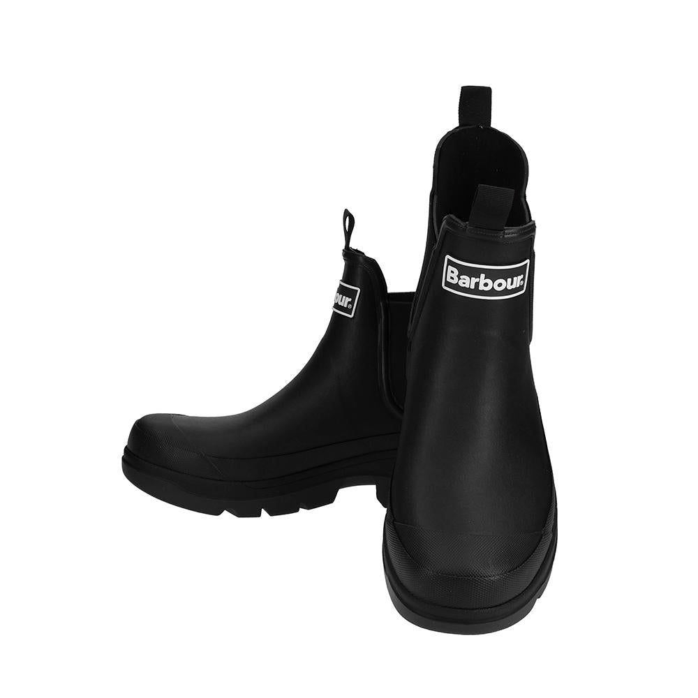 Barbour Black Rubber Nimbus Wellington Chelsea Rain Boots Men