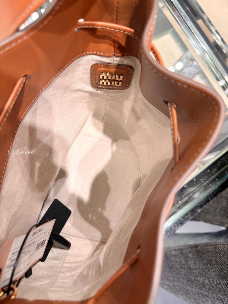 Miu Miu Cognac Leather Bucket Shoulder Bag