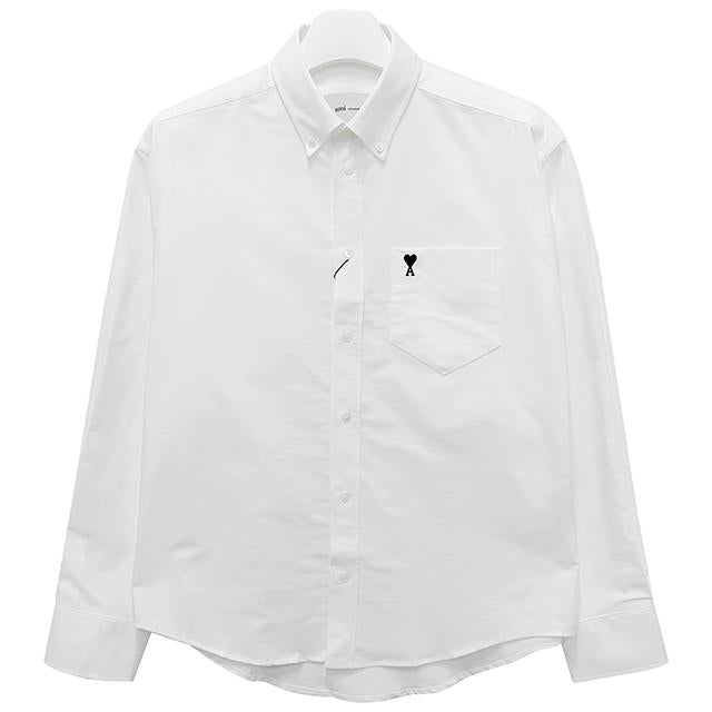 AMI Heart Logo Boxy Long-Sleeve Shirt HSH822 CO0031 168