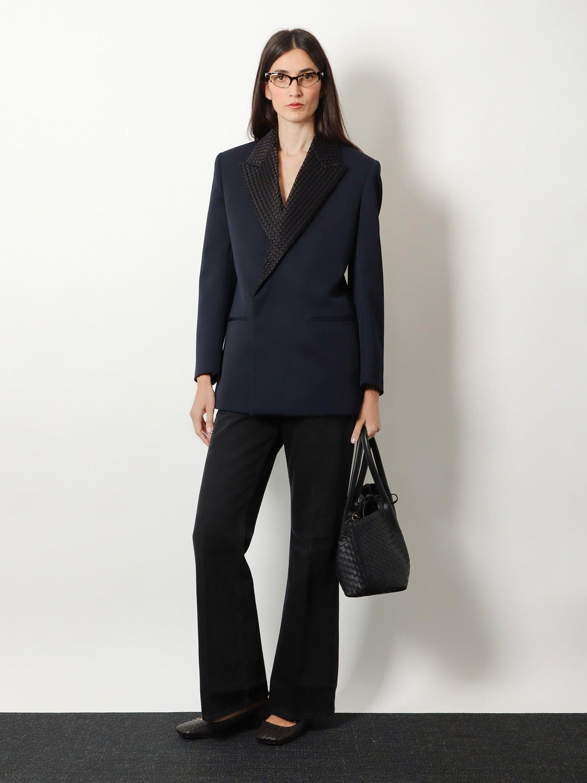 Bottega Veneta Wool Blend Single-Breasted Blazer Jacket Navy
