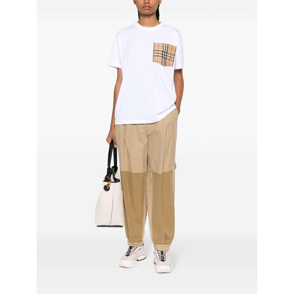 BURBERRY Check Pocket Short Sleeve T-Shirt for Women