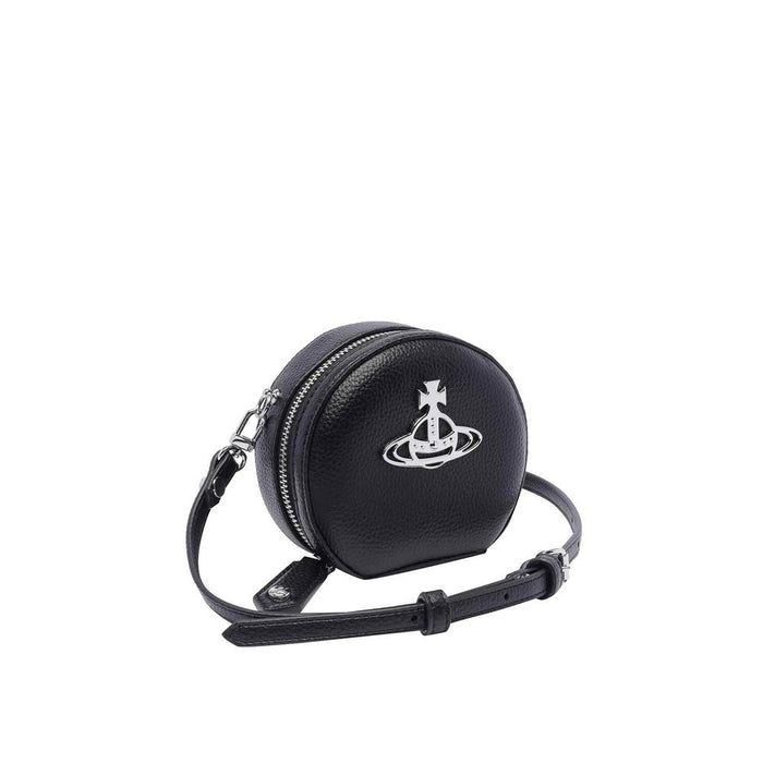 Vivienne Westwood Round Mini Crossbody Bag Black Leather