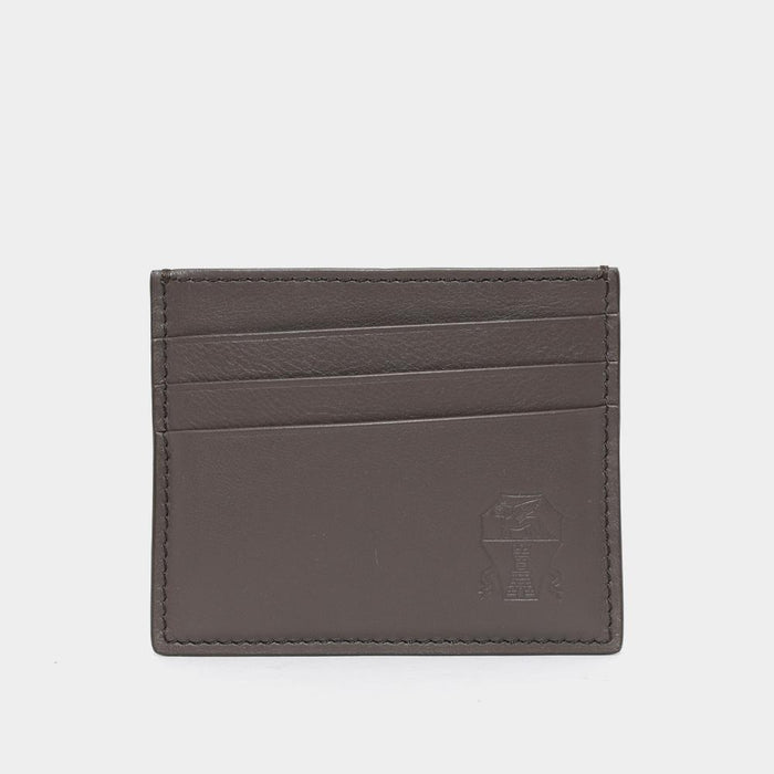 Brunello Cucinelli Logo Smooth Leather Men’s Card Holder Wallet MWZNBU434 C8034