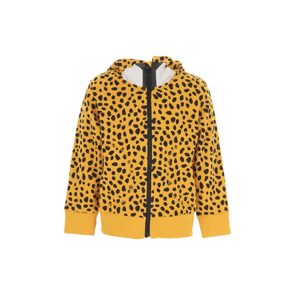 Stella McCartney Kids Women Cheetah Print Hooded Zip Jacket Orange