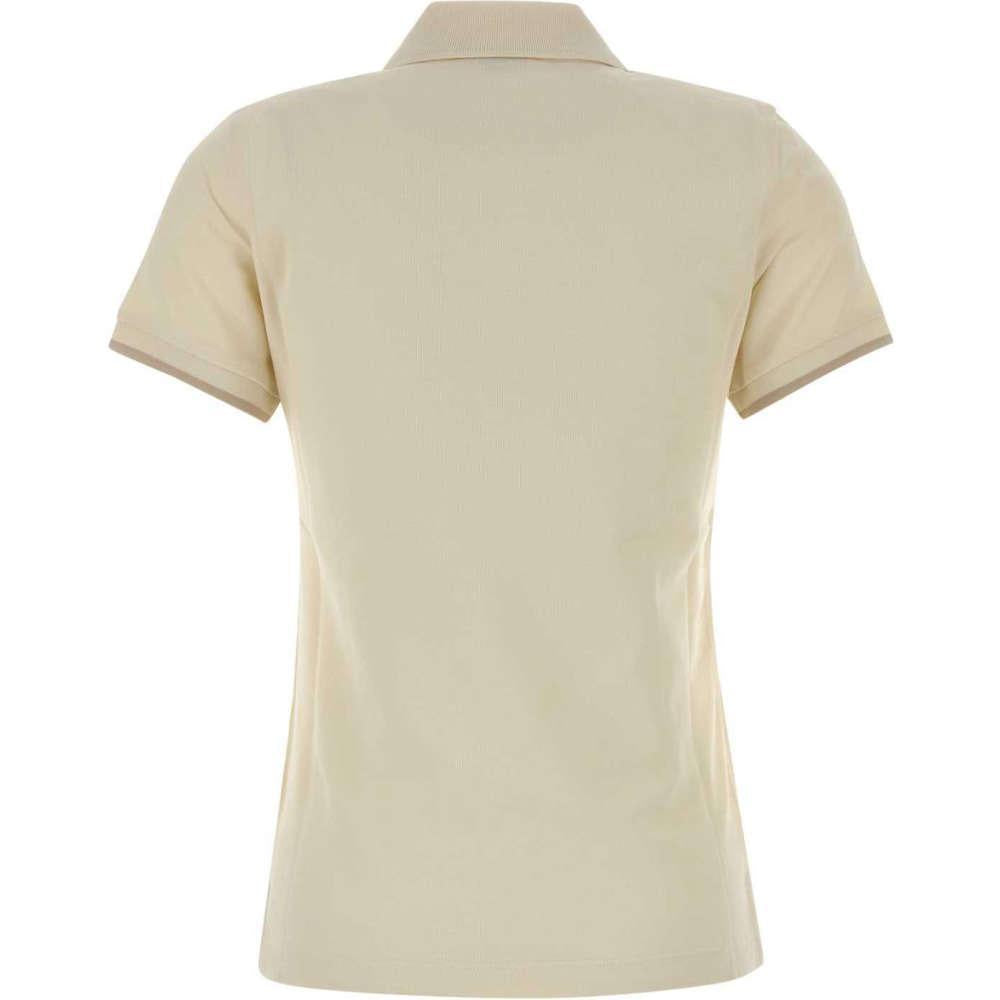 Moncler Ivory Logo Patch Cotton Polo T-Shirt for Women