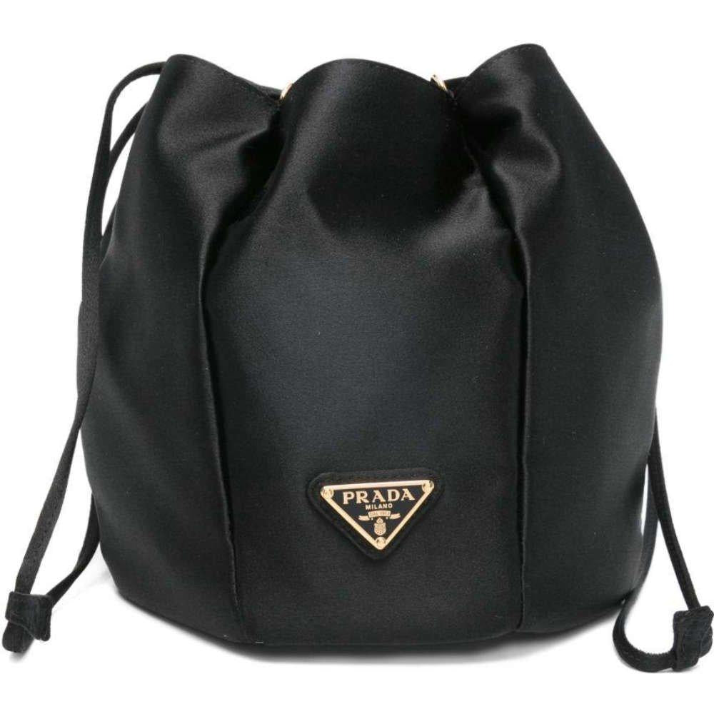 PRADA Satin Mini Black Women’s Bucket Shoulder Bag