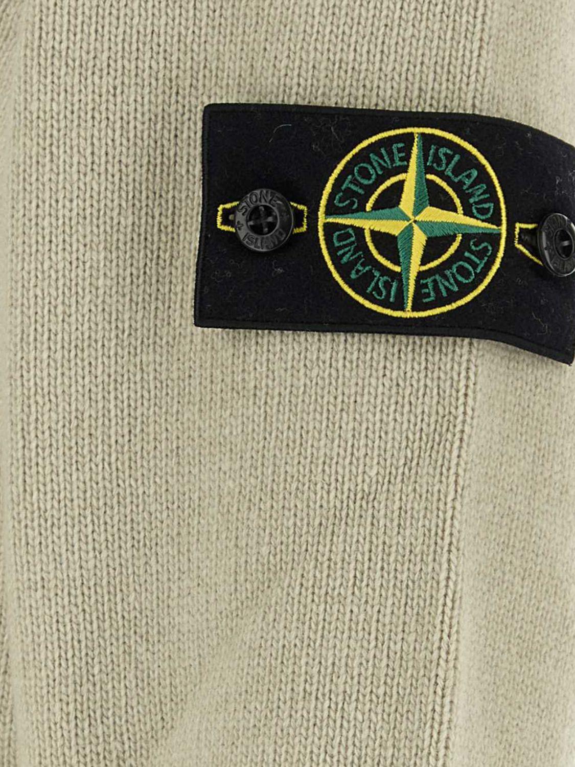STONE ISLAND Wool Blend Round Neck Knit Sweater Navy Men