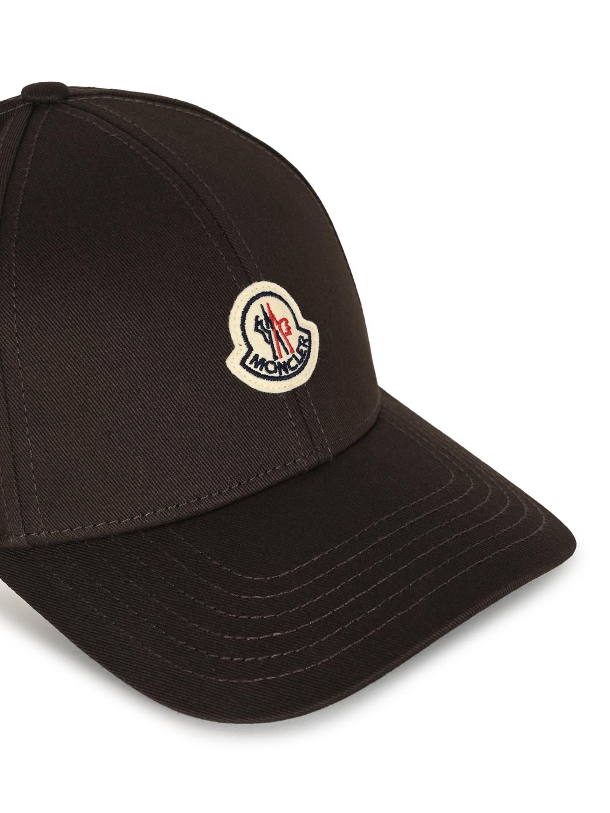 Moncler Black Cotton Logo Baseball Cap