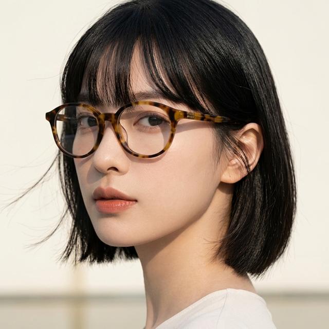 Miu Miu Havana Round Acetate Eyeglass Frames Unisex MU02WVF 19P 1O1