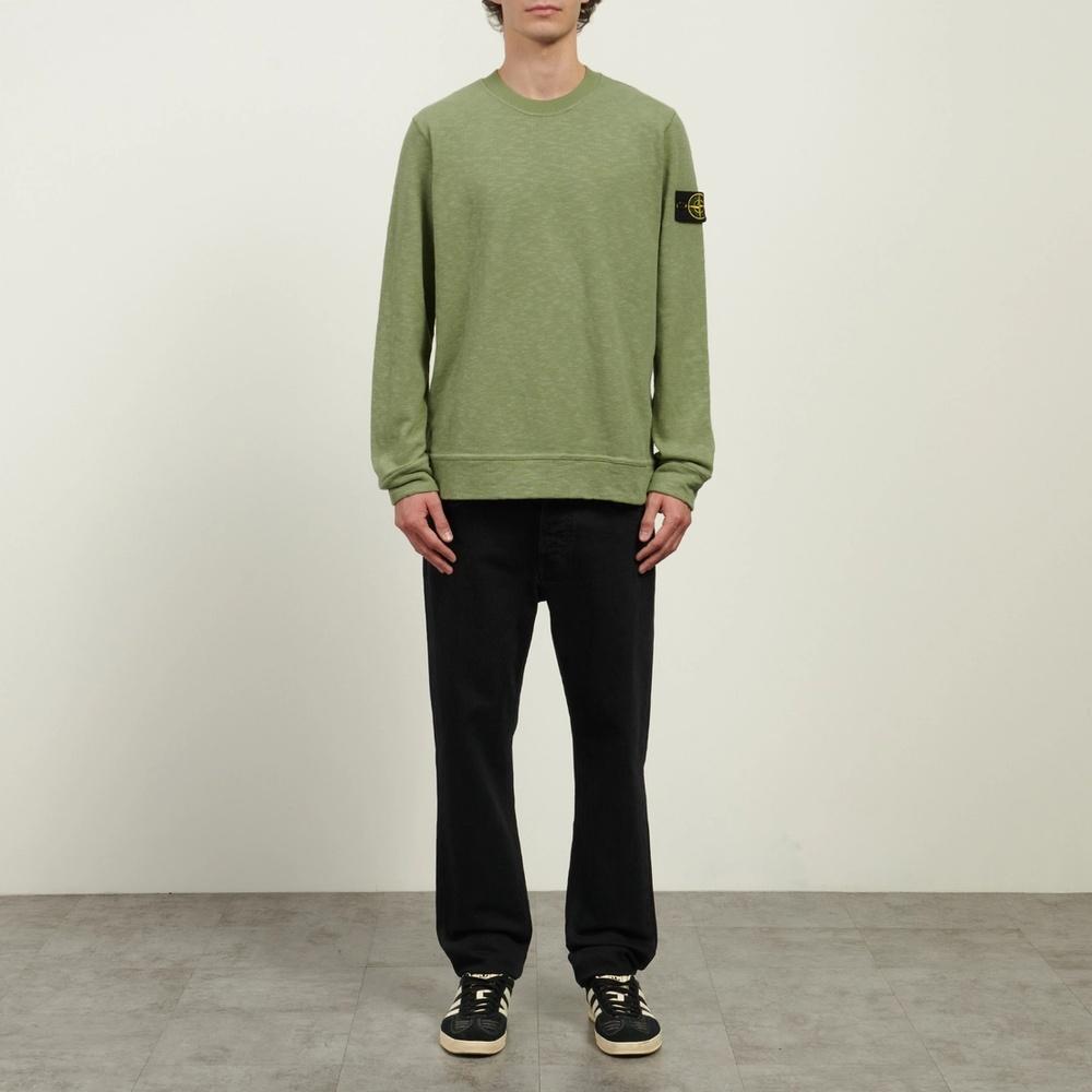 STONE ISLAND Heavy Cotton Jersey Crewneck Knit Sweater for Men