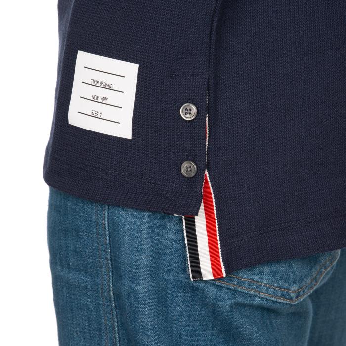 THOM BROWNE Textured Stripe Short Sleeve T-Shirt Navy