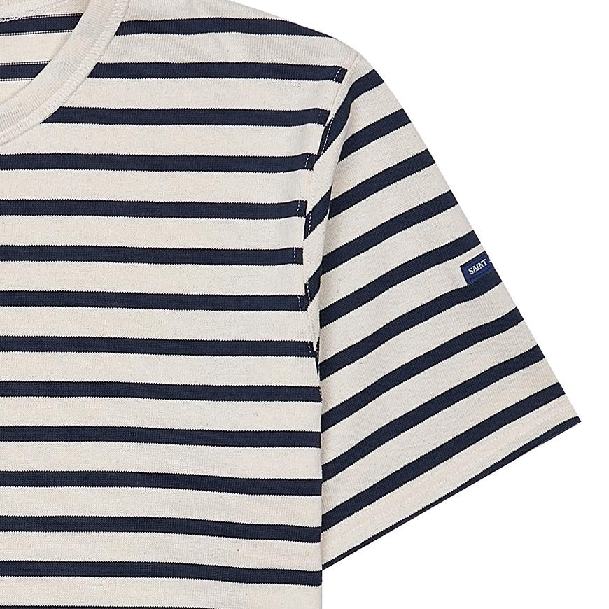 Saint James Unisex Ecru/Navy Striped GUERANDE T-Shirt