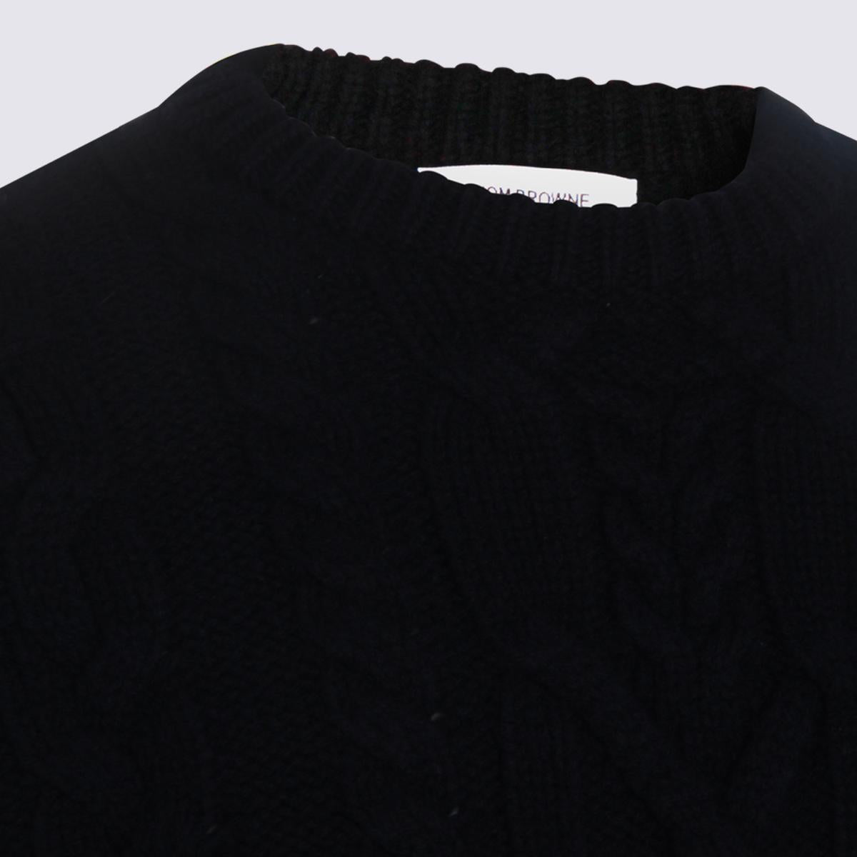THOM BROWNE Wool Round Neck Knit Sweater Men’s Navy
