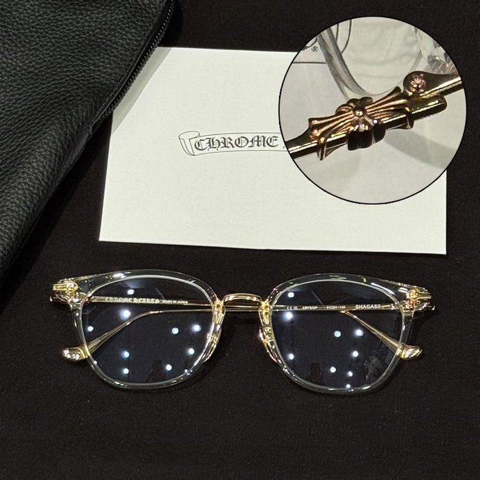 Chrome Hearts Shagas Crystal Gold Plate Eyeglasses