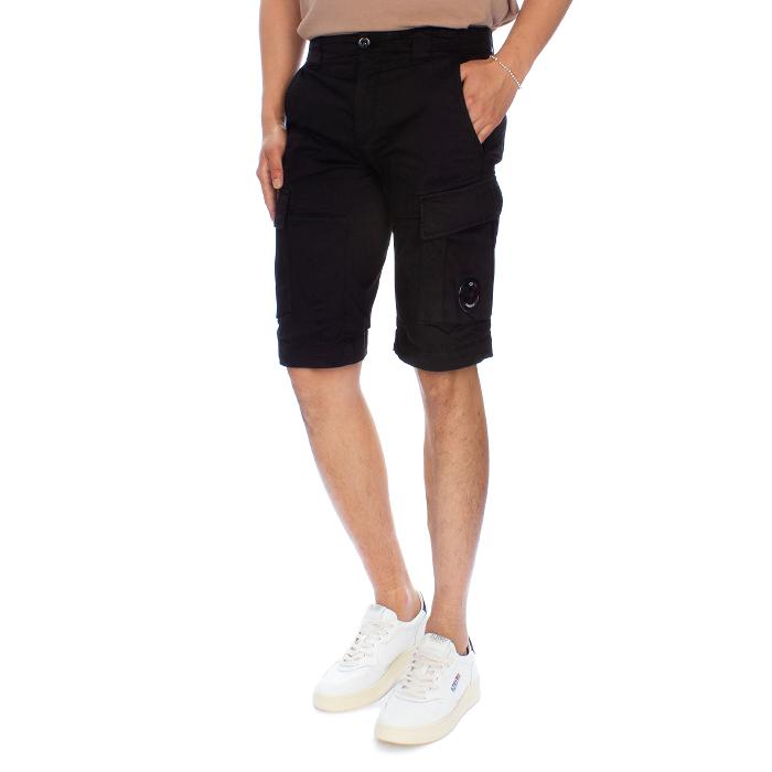 CP Company Stretch Satin Lens Cargo Shorts Black