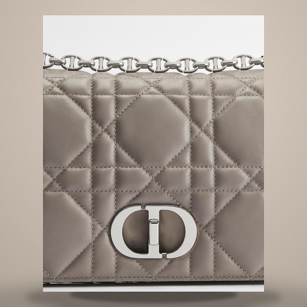 DIOR Soft Dior Caro Bag Medium Gray Trianon Macro Cannage Lambski M9253PHPA M63G
