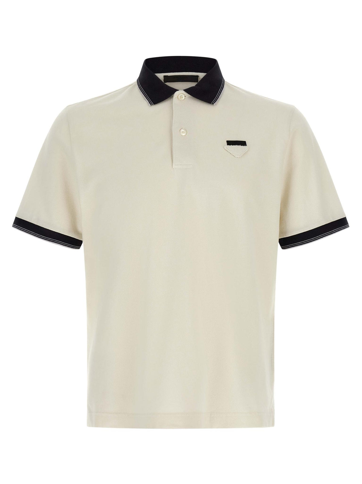 PRADA Short Sleeve Polo Shirt Navy Cotton Men's