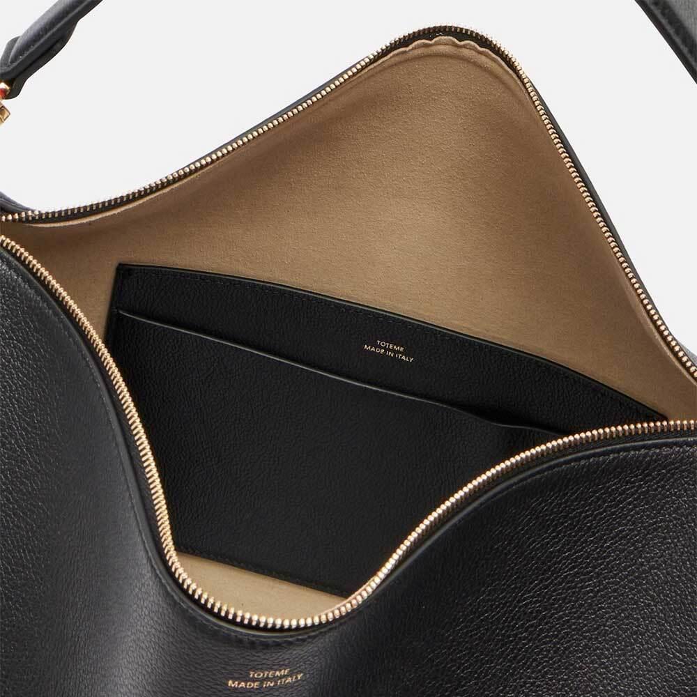 Toteme Medium Beveled Grained Leather Tote Bag Black Women 261 WAL0126 LE0187