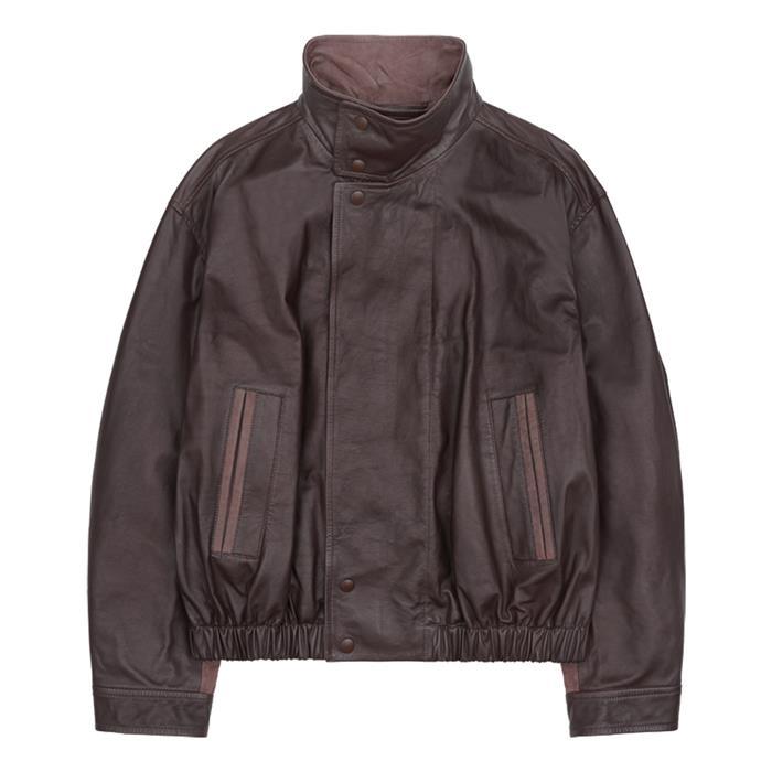 Lemaire Paper Cow Soft Leather Blazer Jacket for Men Brown