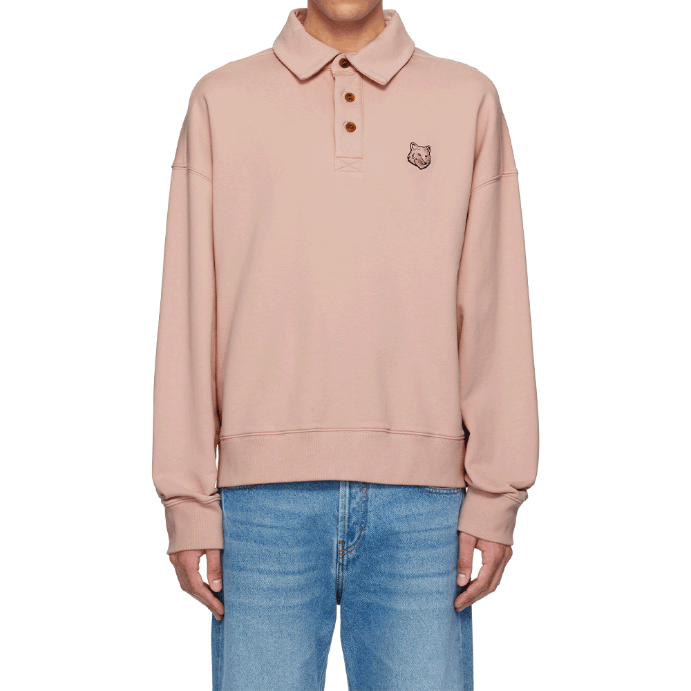 Maison Kitsune Bolt Fox Polo Collar Men’s Sweatshirt OM00211 KM0001