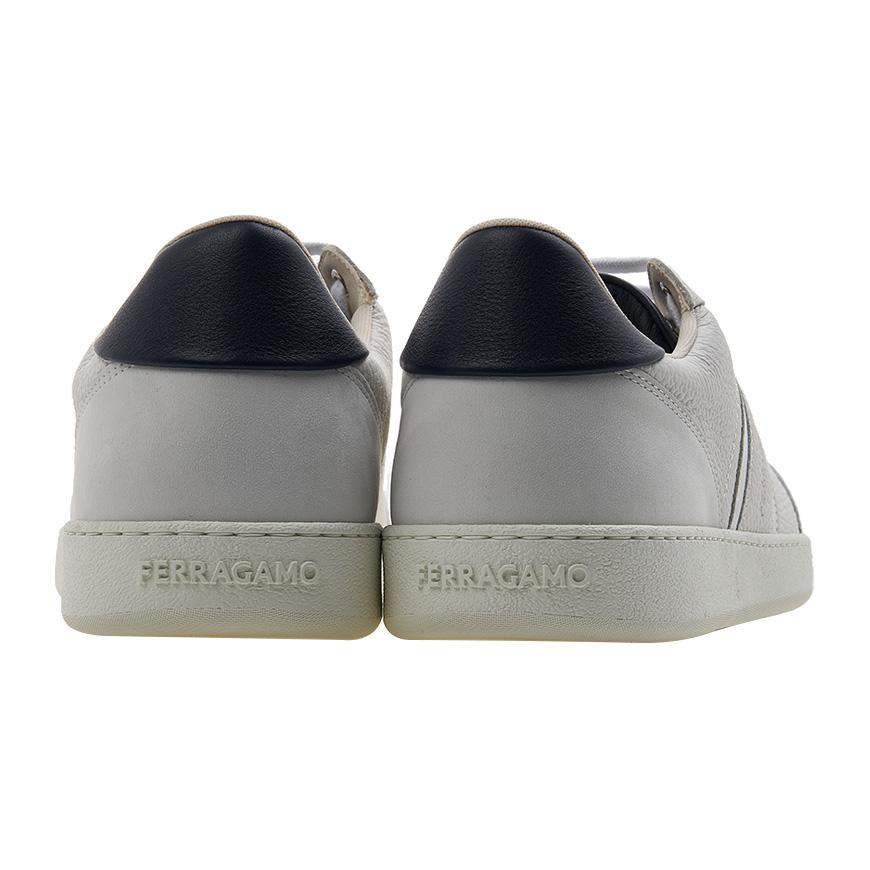 Ferragamo Men’s Signature Low-Top Sneakers ACHILLE 1 BIANCO OTTIC CALF 0763468